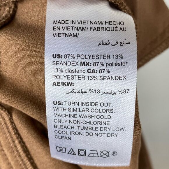 (14 petite) Chico’s Tan Faux Suede 5 Pocket Slim Leg Pants - Picture 5 of 5